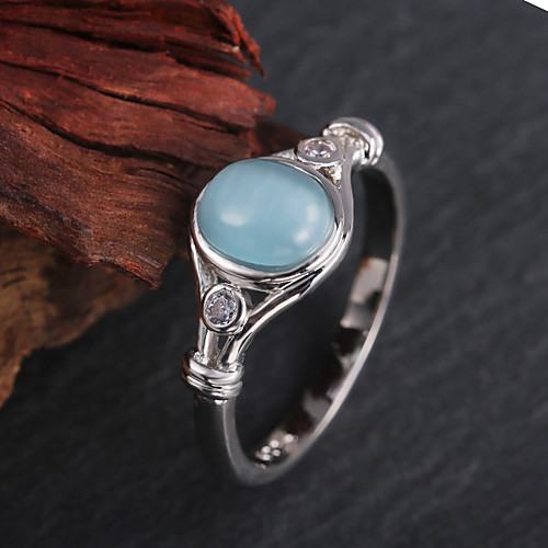 

Women's Ring Belle Ring AAA Cubic Zirconia 1pc Blue Copper Silver-Plated Irregular Statement Luxury Party Evening Gift Jewelry Geometrical Wearable