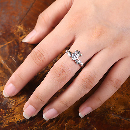 

Women's Ring Belle Ring AAA Cubic Zirconia 1pc White Copper Silver-Plated Irregular Statement Luxury Party Evening Gift Jewelry Geometrical Crown Wearable