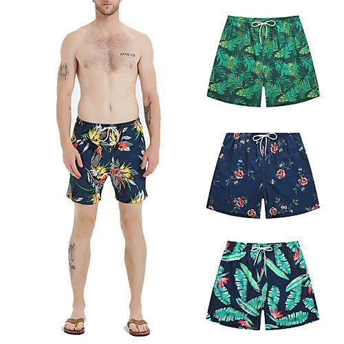 

Men's Swim Shorts Swim Trunks Bottoms Breathable Quick Dry Drawstring - Swimming Beach Water Sports 3D Print Summer / Micro-elastic