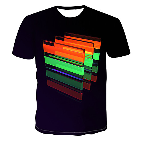 

Men's Club Weekend Street chic / Punk & Gothic T-shirt - Color Block / 3D / Abstract Print Black