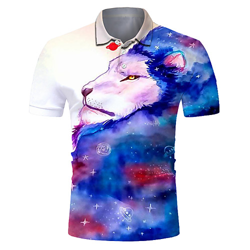 

Men's Club Weekend Rock / Exaggerated Polo - Color Block / 3D / Animal Lion, Print Rainbow