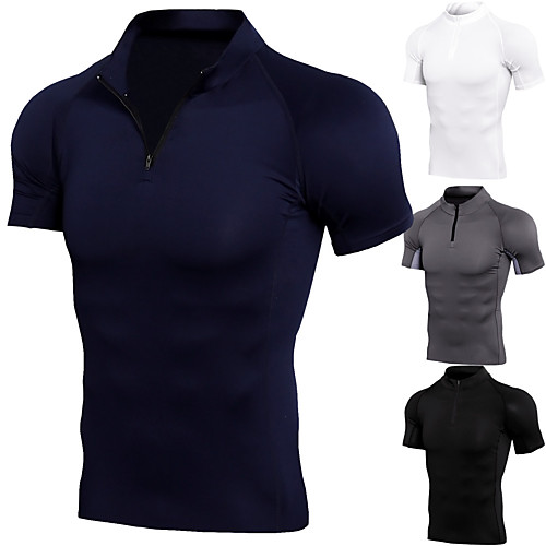 

Men's Half Zip Running T-Shirt Compression Shirt Running Base Layer Stand Running Active Training Jogging Breathable Quick Dry Soft Sportswear Tee / T-shirt Short Sleeve Activewear Stretchy