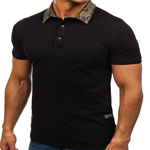 

Men's Color Block Camo / Camouflage Patchwork Polo Basic Daily Weekend Shirt Collar White / Black / Brown / Short Sleeve