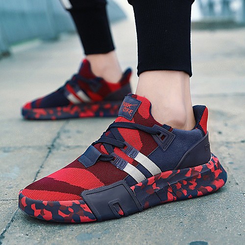 

Men's Elastic Fabric Spring & Summer Sporty Trainers / Athletic Shoes Walking Shoes Breathable Camouflage Black and White / Black / Red / Black