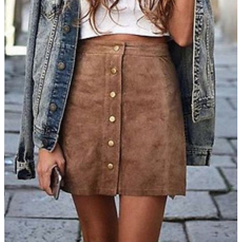 

Women's Bodycon Skirts - Solid Colored Wine Brown S M L