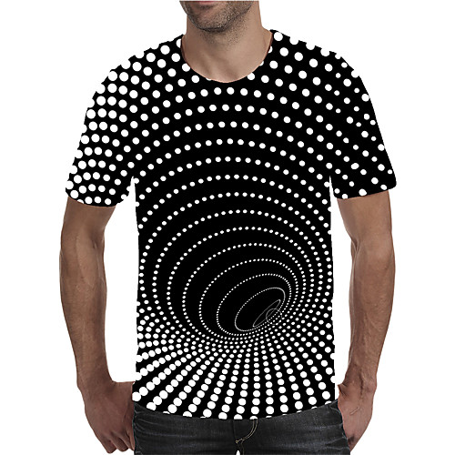

Men's Daily Going out Street chic / Exaggerated T-shirt - Geometric / 3D / Graphic Pleated / Print Rainbow