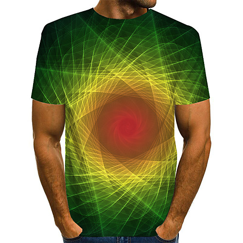 

Men's Daily Weekend Basic / Exaggerated T-shirt - Color Block / Rainbow / Abstract Print Rainbow