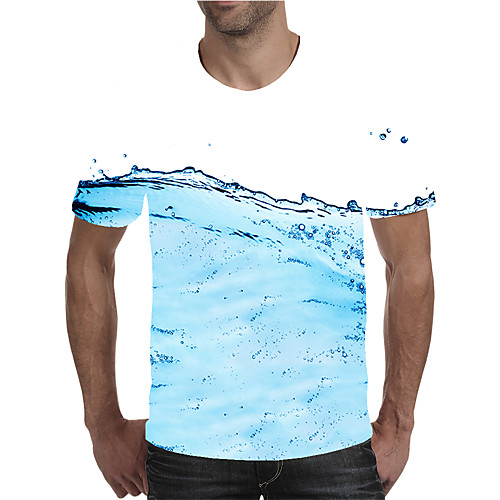 

Men's Daily Going out Street chic / Exaggerated T-shirt - Geometric / 3D / Graphic Pleated / Print Rainbow