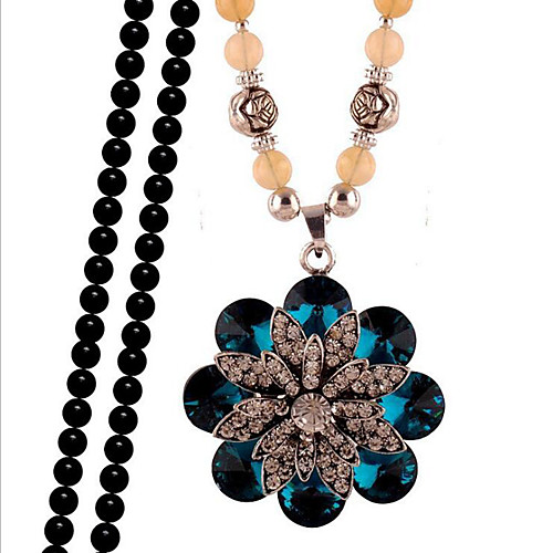 

Women's Blue Multicolor Cubic Zirconia Long Necklace Classic Flower Shape Simple Classic Fashion Chrome Blue Rainbow Colorful Dragon 80 cm Necklace Jewelry 1pc For Gift Daily Festival