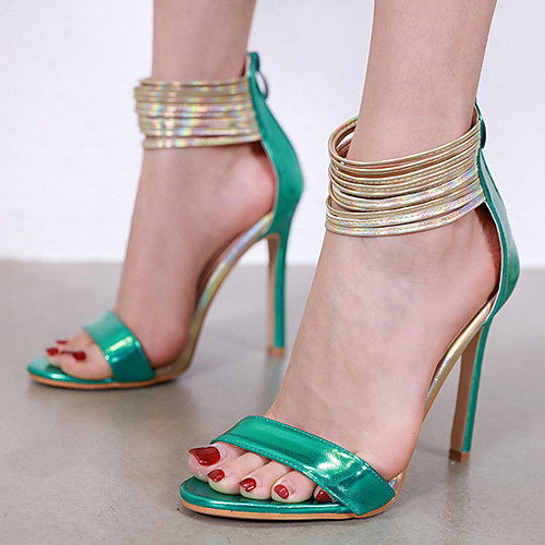 

Women's Sandals Stiletto Heel Open Toe PU Summer Green