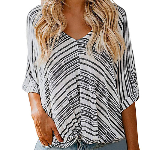 

Women's Daily T-shirt - Striped Blue