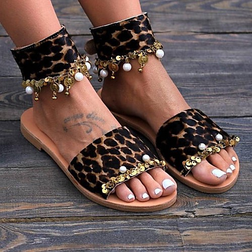 

Women's Sandals Flat Heel Open Toe Suede Summer Brown