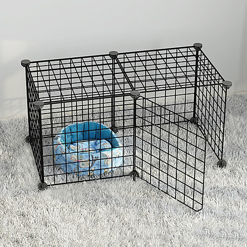 

Dog Playpen Play House Fence Systems Foldable Washable Durable Free Standing Plastic Black 8 PCS