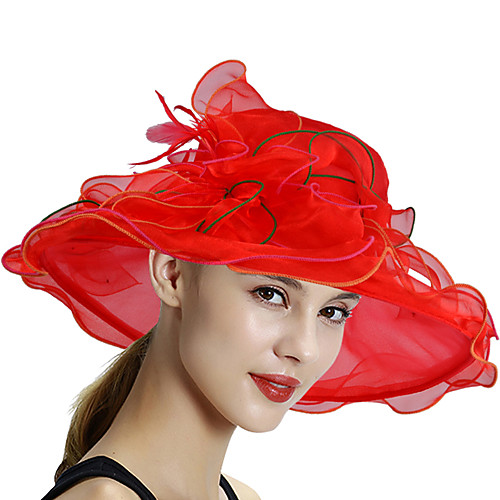 

Queen Elizabeth Audrey Hepburn Retro Vintage Summer Kentucky Derby Hat Fascinator Hat Women's Costume Red / White / Brown Vintage Cosplay Party Evening Tea Party Festival
