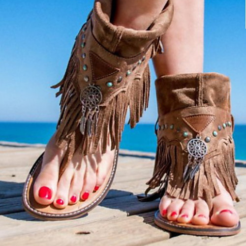 

Women's Sandals Flat Heel Open Toe PU Summer Brown / Coffee