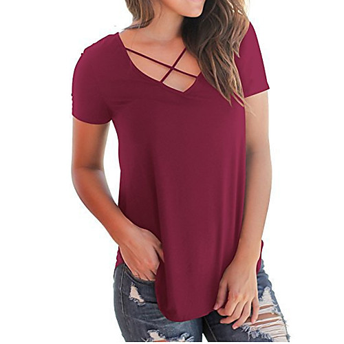 

Women's Daily T-shirt - Solid Colored Wine
