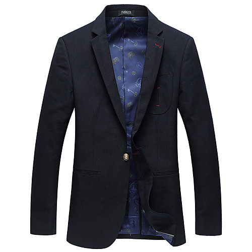 

Men's Blazer, Solid Colored Notch Lapel Rayon / Polyester Black
