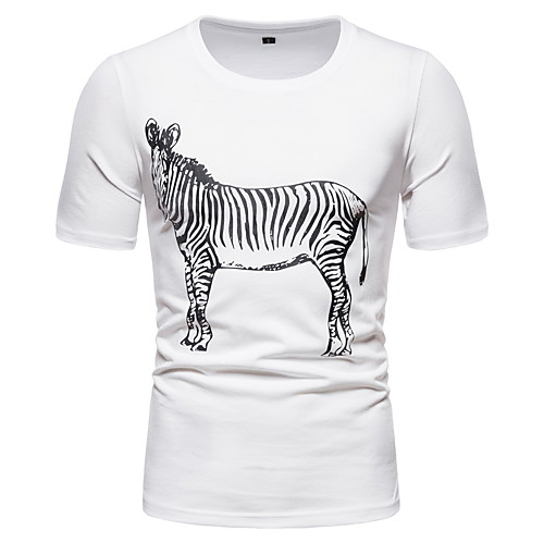 

Men's Daily Basic T-shirt - Animal Print White