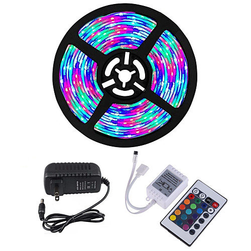 

5m Flexible LED Light Strips Light Sets RGB Tiktok Lights 300 LEDs SMD3528 8mm 1 24Keys Remote Controller / 1 x 2A power adapter 1 set Multi Color Christmas / New Year's Waterproof / Party