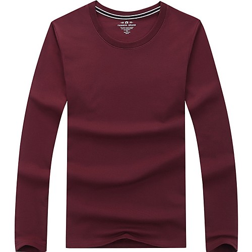 

Men's Solid Colored T-shirt Sports Round Neck Wine / White / Black / Navy Blue / Gray / Long Sleeve