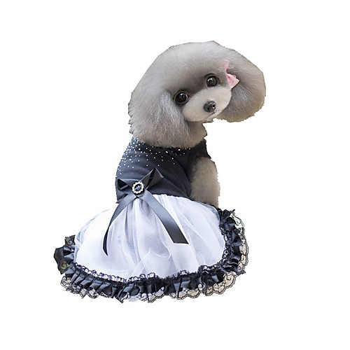 

Dog Dress Dog Clothes Black Costume Husky Golden Retriever Dalmatian Cotton Polka Dot Voiles & Sheers Bowknot Stylish Sweet Style XS S M XL XXL