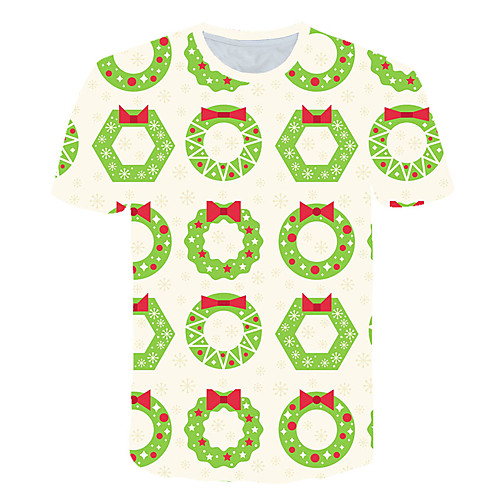 

Men's Daily Sports Basic / Exaggerated T-shirt - Color Block / 3D / Abstract Print Rainbow