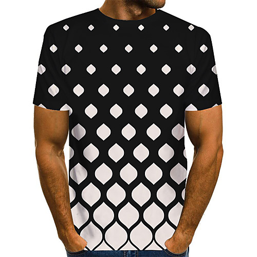 

Men's Daily Going out Street chic / Exaggerated T-shirt - Geometric / 3D / Graphic Pleated / Print Rainbow