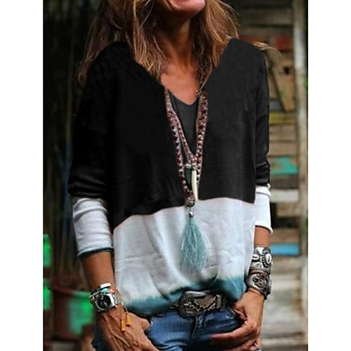 

Women's Daily T-shirt - Color Block Purple