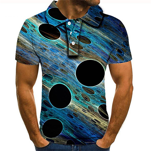 

Men's Daily Going out Street chic / Exaggerated Polo - Color Block / 3D / Graphic Rainbow