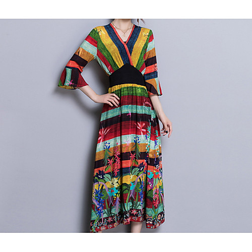 

Women's Rainbow Dress Tunic Color Block S M
