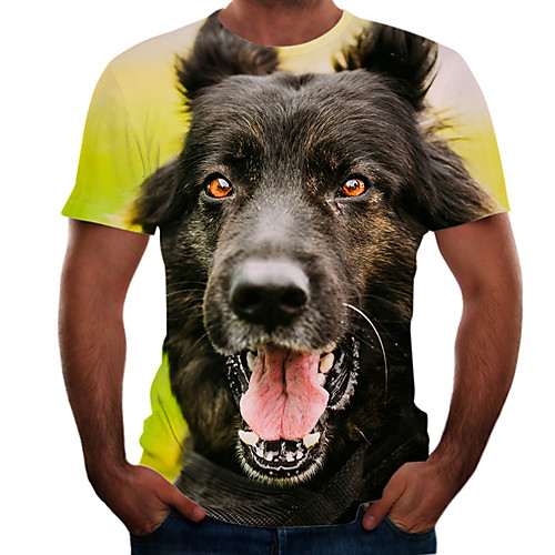 

Men's Going out Weekend Basic T-shirt - Color Block / 3D / Animal Brown