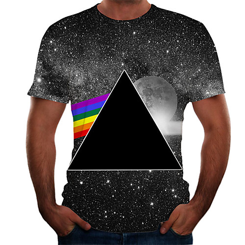 

Men's Daily Basic T-shirt - Color Block / 3D Print Dark Gray