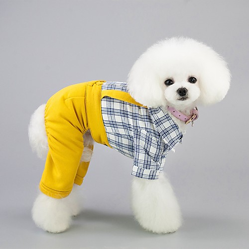 

Dog Cat Pets Jumpsuit Winter Dog Clothes Yellow Beige Costume Baby Small Dog Polyster Spots & Checks Classic S M L XL XXL