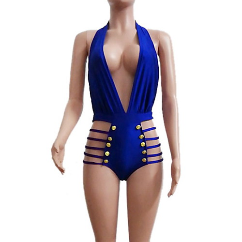 

Women's Blue One-piece Swimwear Swimsuit - Solid Colored S M L Blue