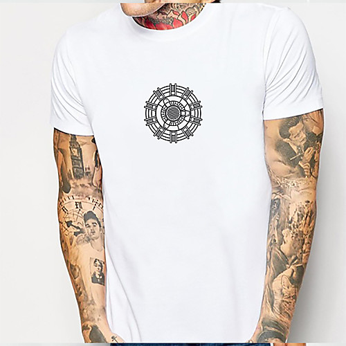 

Men's Daily Sports Business / Basic T-shirt - Solid Colored / Machine Black & White, Print White