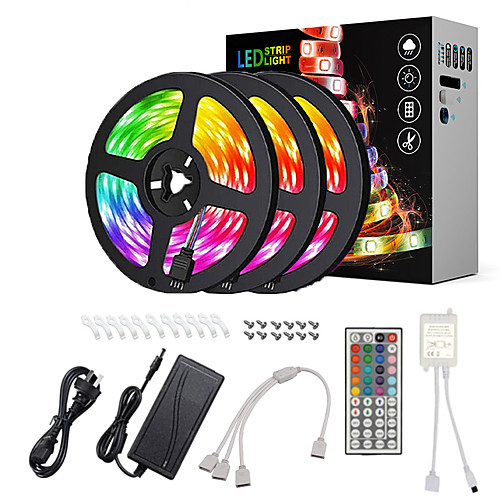 

ZDM 15M(35M) Waterproof Flexible Tiktok LED Strip Lights 5050 RGB SMD 450 LEDs IR 44 Key Controller with Installation Package 12V 6A Adapter Kit