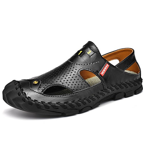 

Men's Cowhide Summer Sandals Non-slipping Brown / Black