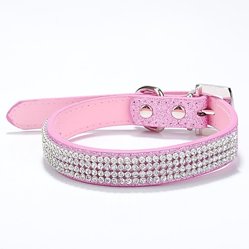 

Dog Collar Adjustable / Retractable Rhinestone PU Leather Red Pink Blue