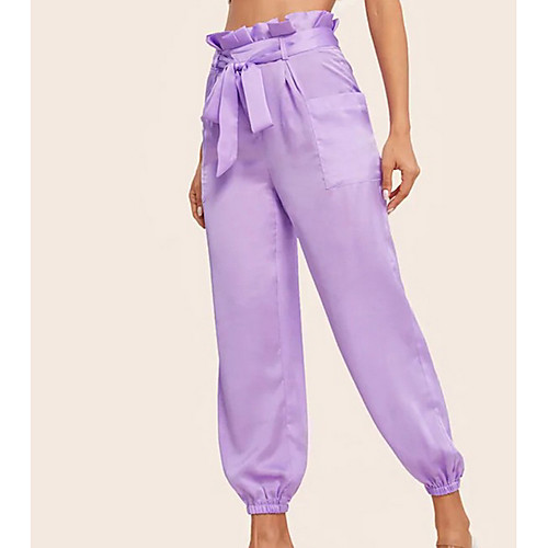 

Women's Basic Chinos Pants - Solid Colored Purple S M L