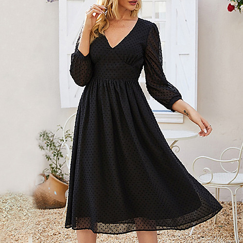 

Women's Black Dress A Line Solid Color S M