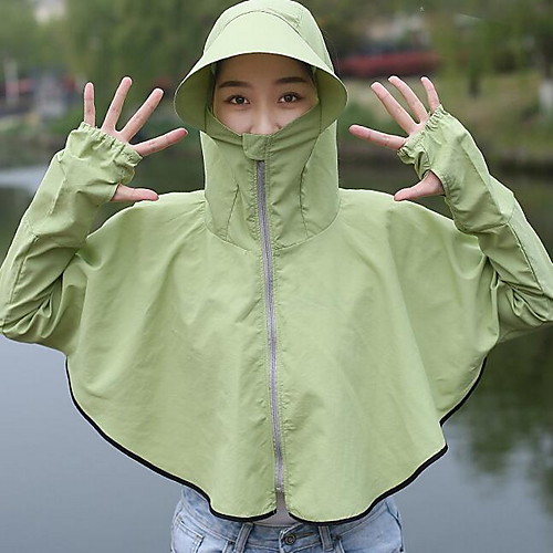 

Women's Daily Basic Summer Short Cloak / Capes, Solid Colored Hooded Long Sleeve Polyester Purple / Blushing Pink / Green