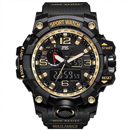 

Men's Dress Watch Digital Sporty Black / Green / Khaki 30 m Water Resistant / Waterproof Calendar / date / day Chronograph Analog - Digital Outdoor - Red Gold Green Two Years Battery Life