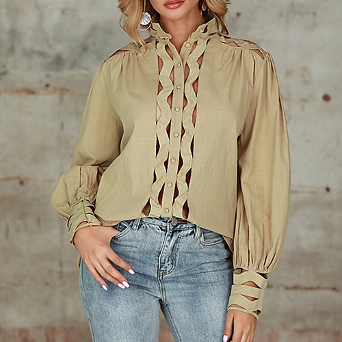 

Womens Sexy Casual Long Sleeve Hollow Latest Fashion Design Blouse A-05