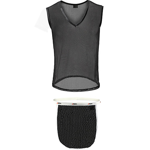 

Men's Mesh Suits Nightwear Solid Colored Black M L XL