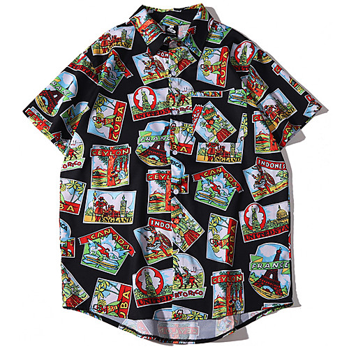 

Men's Daily Basic Shirt - Geometric Print Black