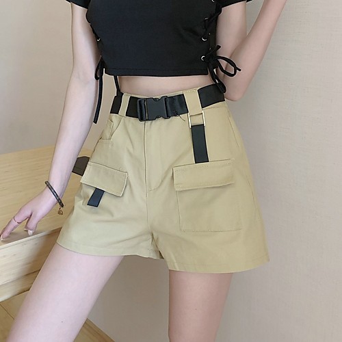 

Women's Sporty Shorts Pants - Solid Colored Khaki Black S M L