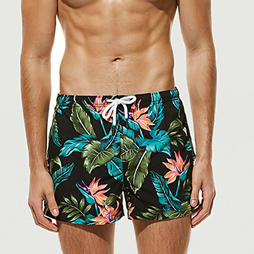 

Men's Basic Black Swim Trunk Beach board shorts Swimwear Swimsuit - Floral S M L Black