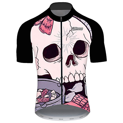 

21Grams Men's Short Sleeve Cycling Jersey Black / Red Skull Bike Jersey Top Mountain Bike MTB Road Bike Cycling UV Resistant Breathable Quick Dry Sports Clothing Apparel / Stretchy