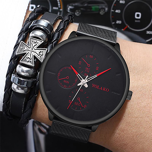 

Men's Dress Watch Quartz Formal Style Stylish Titanium Alloy Black / Silver Casual Watch Cool Analog Minimalist Fashion - BlackGloden Red Silver One Year Battery Life