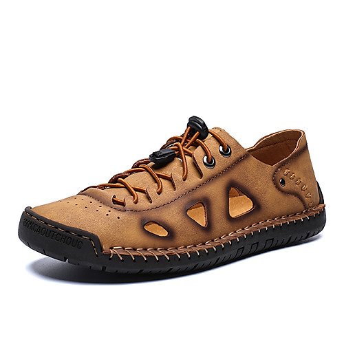 

Men's Faux Leather / Cowhide Spring & Summer Business / Casual Sandals Walking Shoes Waterproof Khaki / Gold / Black